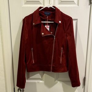 Skies Are Blue Burgundy Suede Jacket